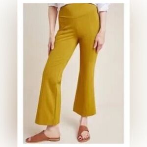 Anthropologie Ponte Flare Pants Chartreuse